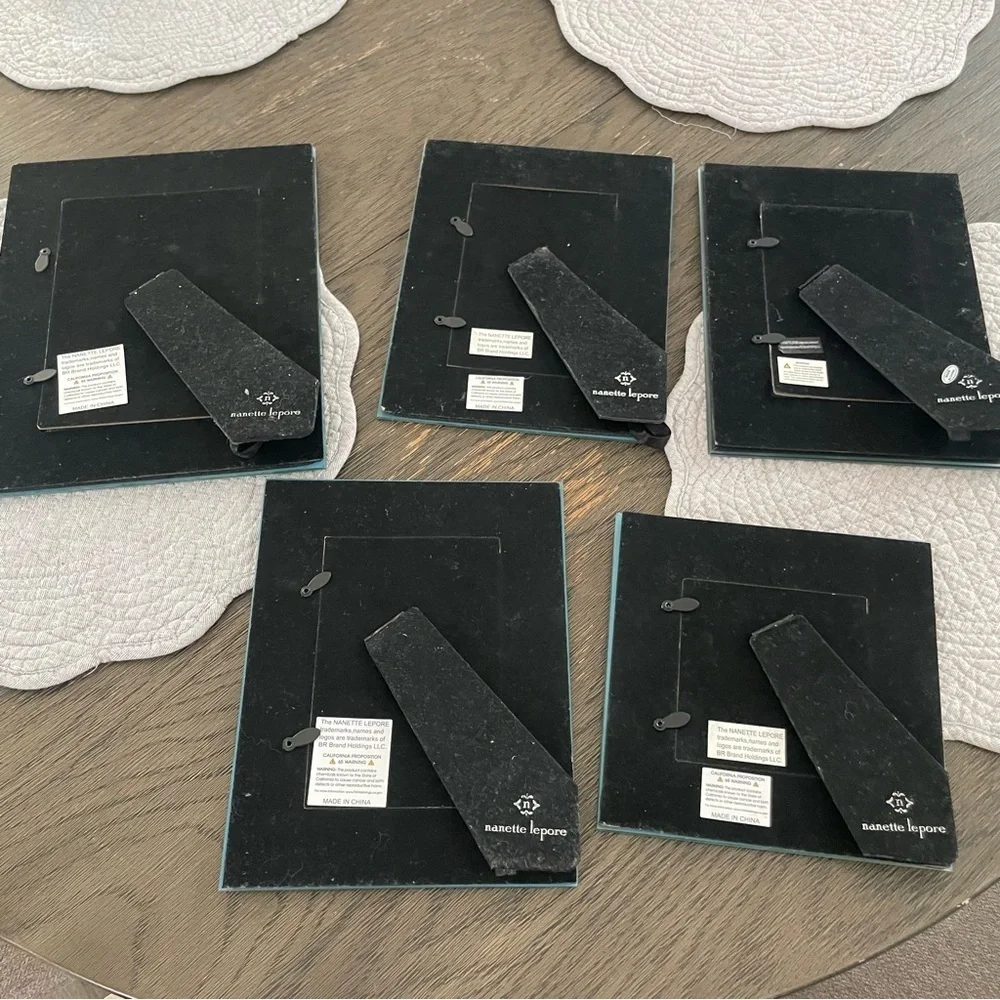 Set of 5 Nanette Lepore Mirrored Silver Rhinestone Picture Frames